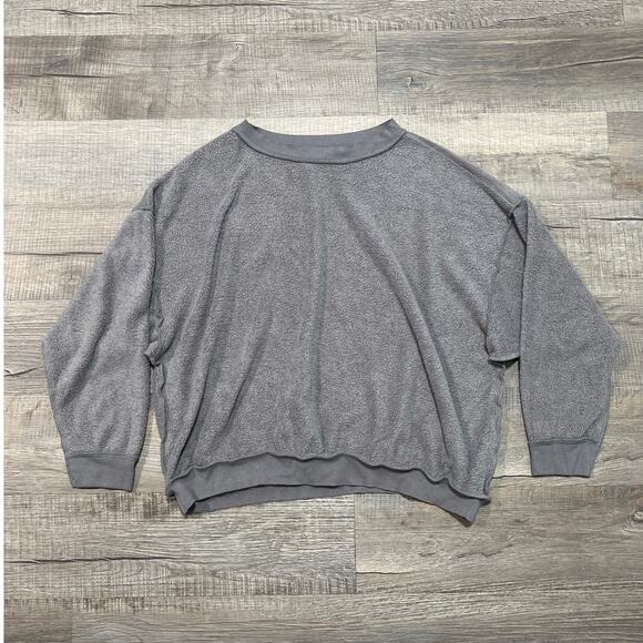 Free People Intimately Kelly Fleece Crewneck Sweatshirt Oversized XS Gray Lounge - Picture 2 of 8